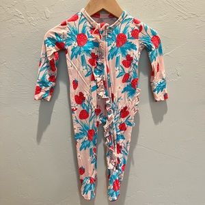 Posh Peanut 3-6mo Strawberry Printed Ruffle One Piece Footed
